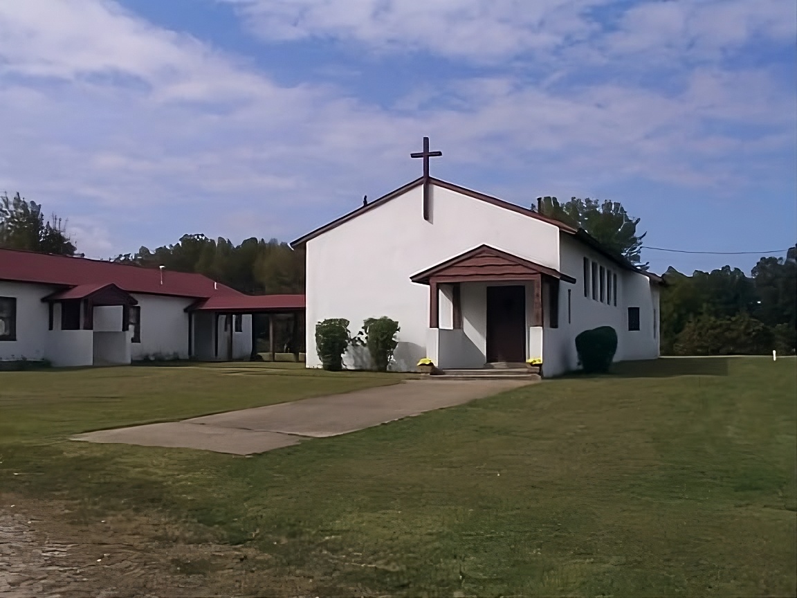 Church interior with sunlight