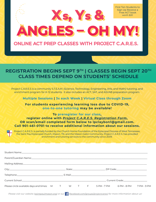 Project C.A.R.E.S. ACT Preparation program flyer